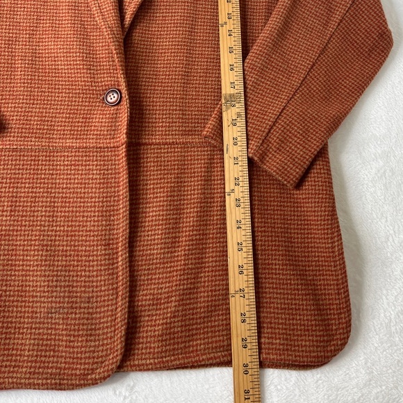 Vintage Coldwater Creek sz L Red Tan Houndstooth Made in USA Wool Blend Blazer - Picture 9 of 9